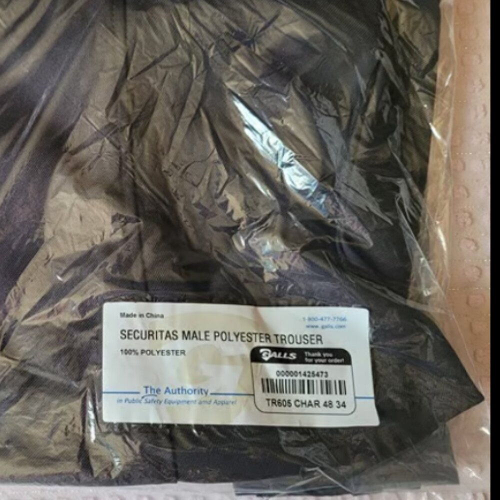 New in Package Men's Black Uniform Pants Polyester Size 48 x 34